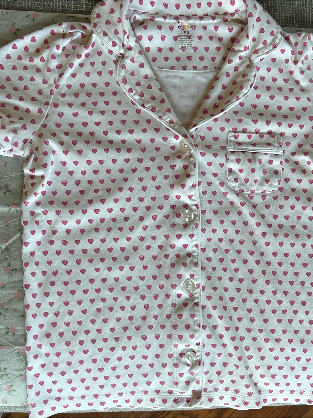 Roller Rabbit White Pajama Set with Pink Heart Print - Picture 3 of 7